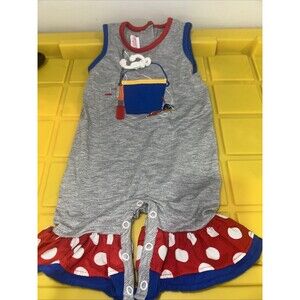 Ricrac & Ruffles Girls Fishing Size 12Mo Gray Fishing Romper